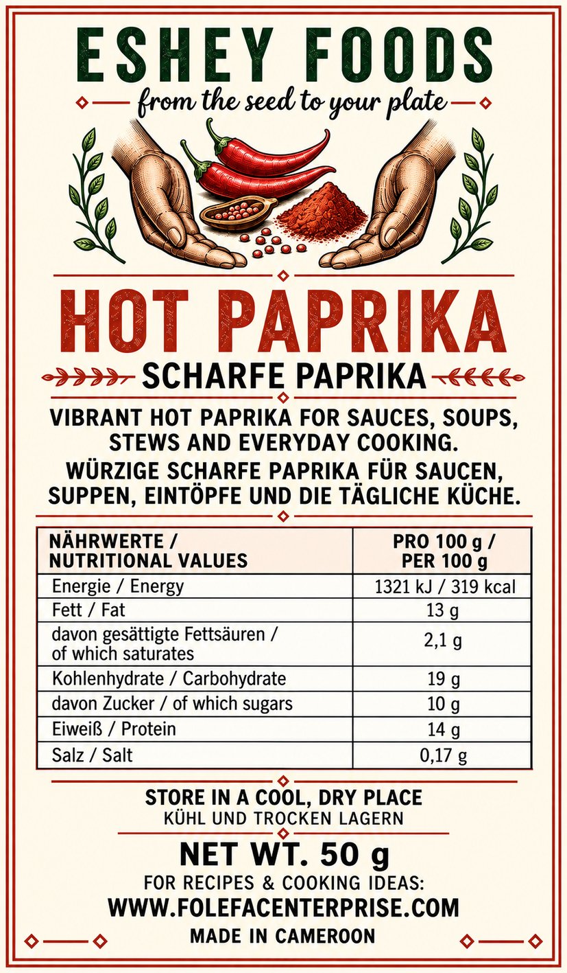 Hot Paprika / Scharfe Paprika label artwork
